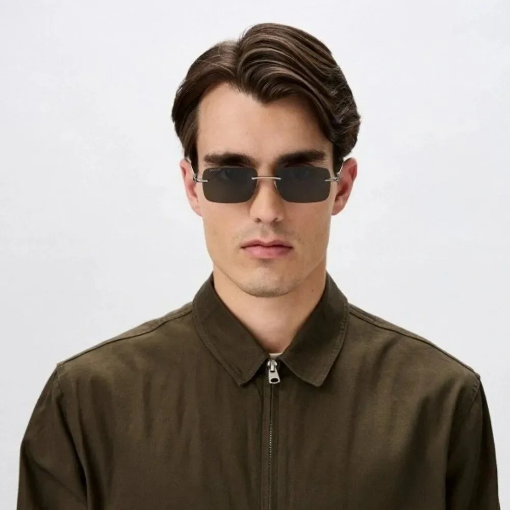 Gucci Men Sunglasses Ruthenium Grey Rectangle GG1703S 001 BRAND NEW